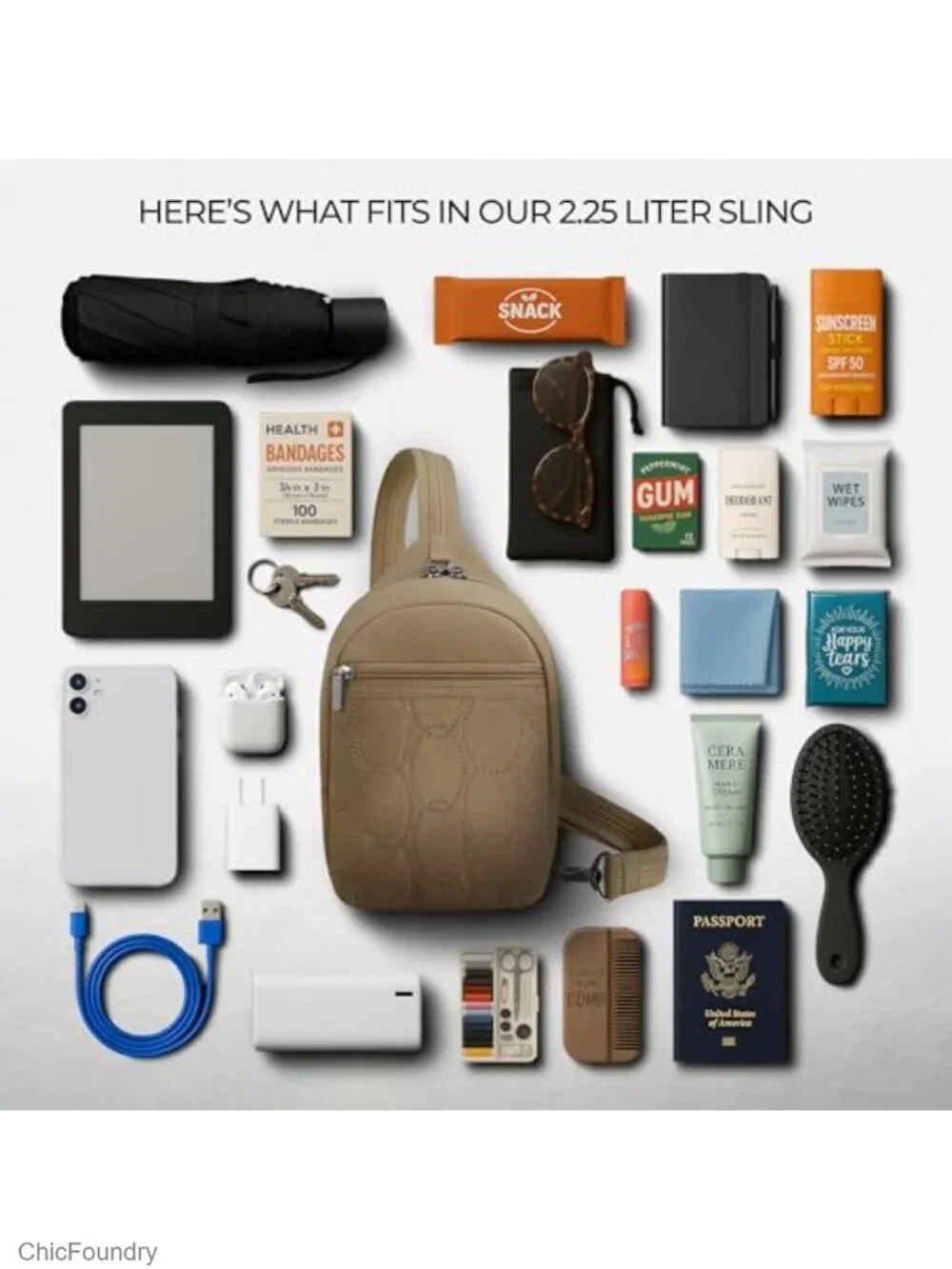 Anti-Theft Nylon Sling Crossbody Bag with RFID Blocking